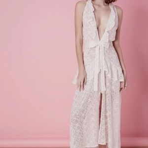For Love & Lemons Sweet Disposition Maxi Dress in Ivory Floral Extra Small NWT